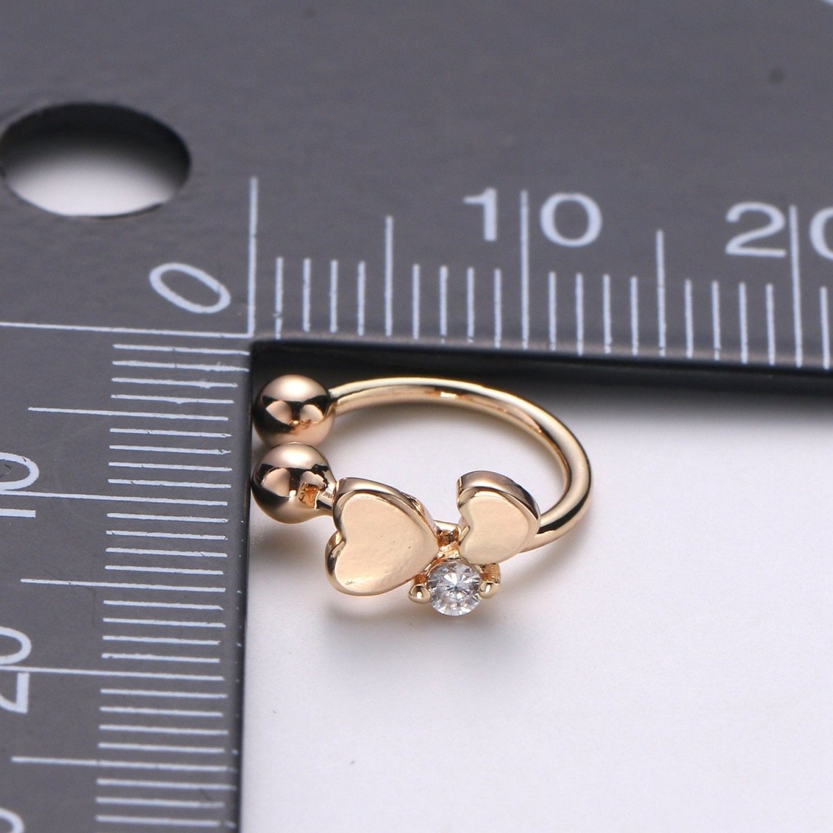 18K Gold Filled Double Mini Heart CZ Ear Cuff Earrings | AI093