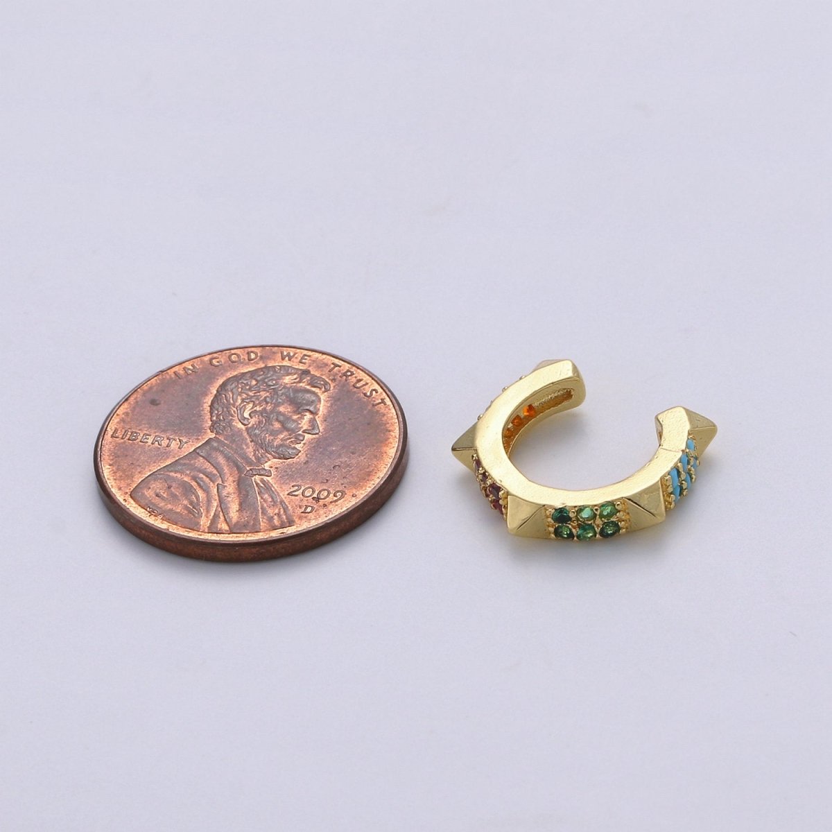 1x Dainty Pyramid Spikes Conch Ear Cuff Earrings Studded Gold Spike Earcuff Earring AI-104