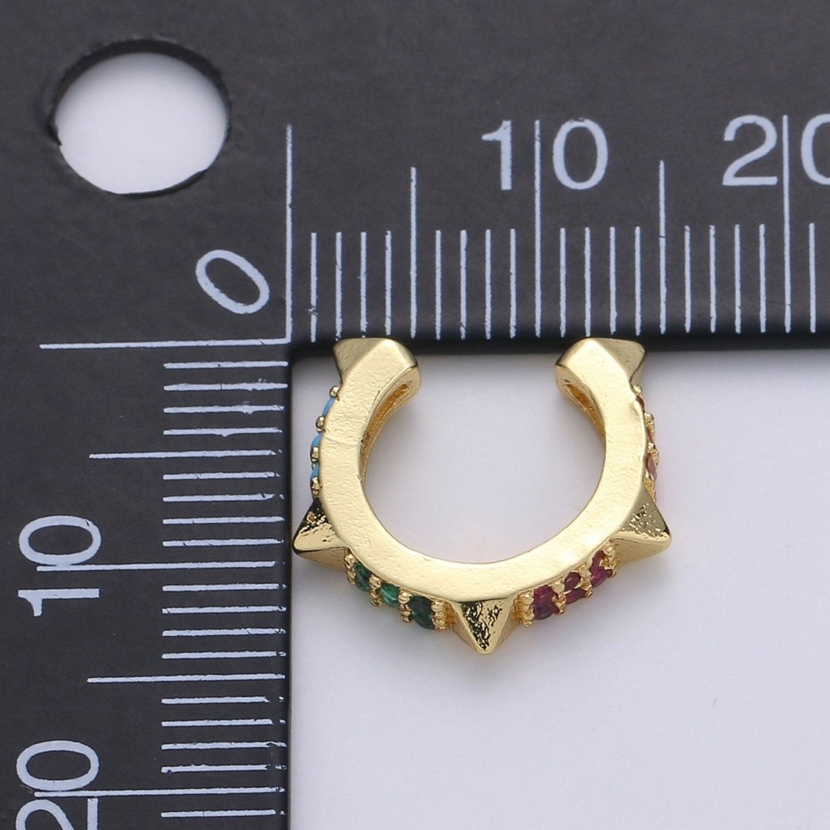 1x Dainty Pyramid Spikes Conch Ear Cuff Earrings Studded Gold Spike Earcuff Earring AI-104