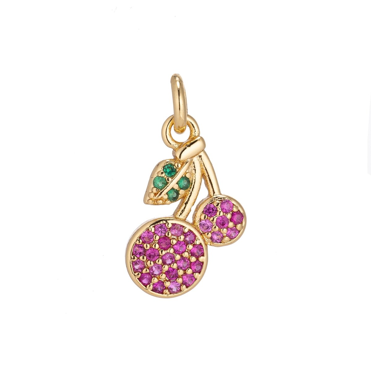 1x Dainty Tiny 18k Gold Filled Fruits Charm CZ micro Pave Necklace Pendant Earring Bracelet Strawberry Watermelon Banana Orange Cherry GrapeC-134~C-139 C-141
