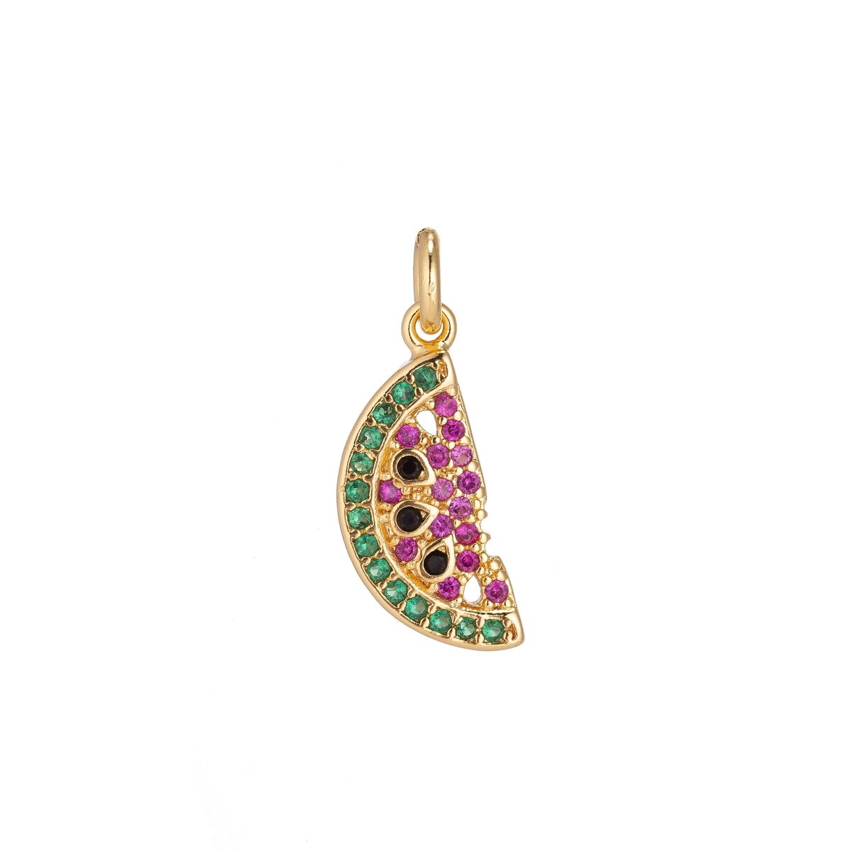 1x Dainty Tiny 18k Gold Filled Fruits Charm CZ micro Pave Necklace Pendant Earring Bracelet Strawberry Watermelon Banana Orange Cherry GrapeC-134~C-139 C-141