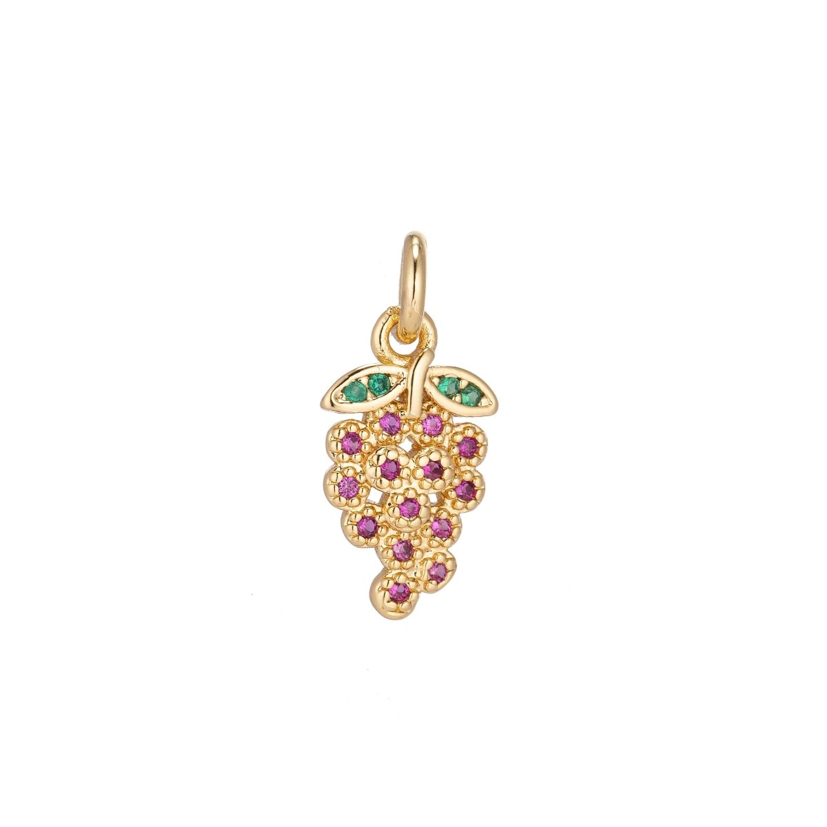1x Dainty Tiny 18k Gold Filled Fruits Charm CZ micro Pave Necklace Pendant Earring Bracelet Strawberry Watermelon Banana Orange Cherry GrapeC-134~C-139 C-141