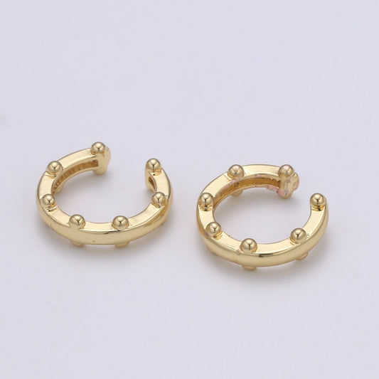 1x Ear Cuff, Gold Earcuff, Non-pierced, Beaded Ear Cuff Fake Conch Earring, No Piercing, Faux Pierced Hoop Dainty Beaded Earring, AI-086