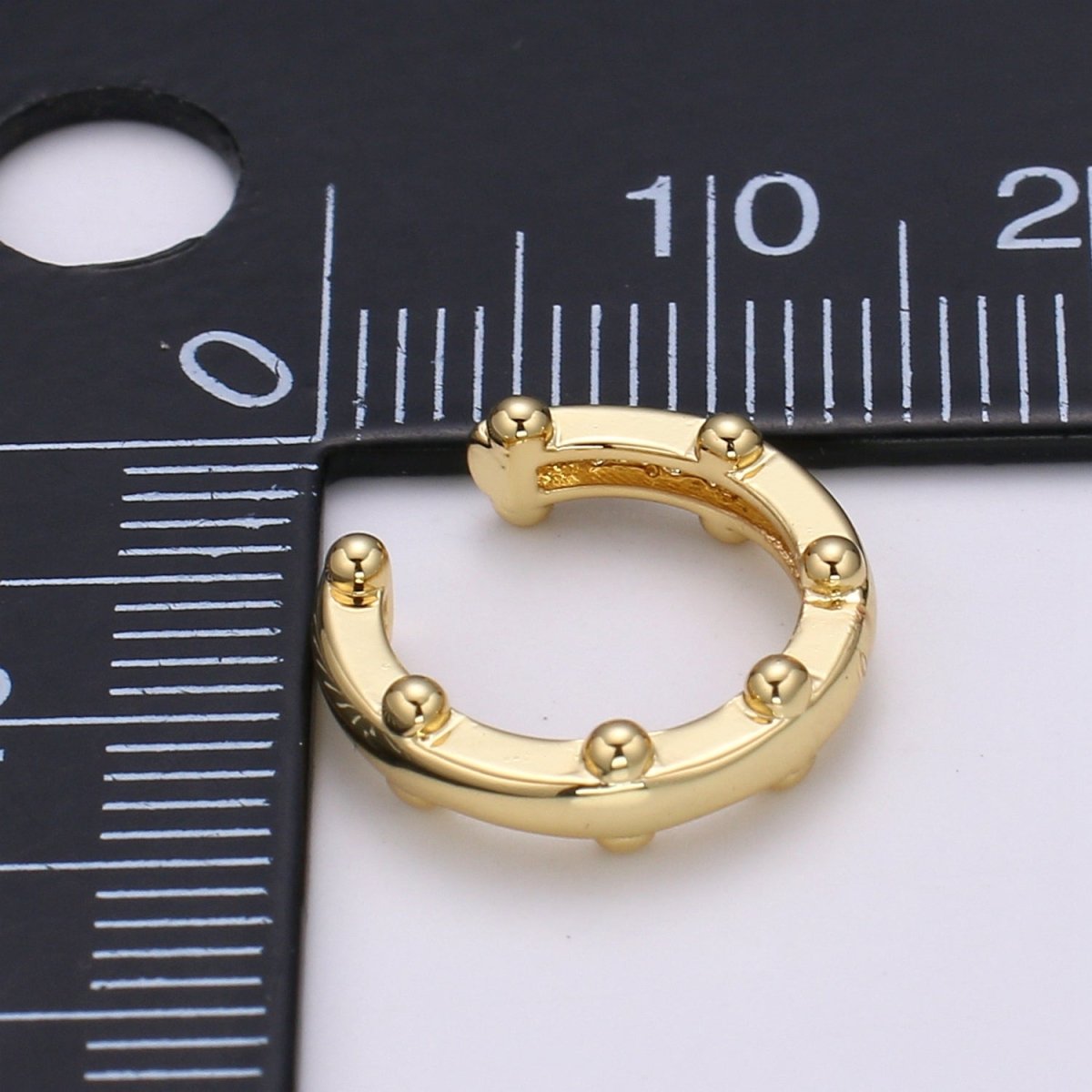 1x Ear Cuff, Gold Earcuff, Non-pierced, Beaded Ear Cuff Fake Conch Earring, No Piercing, Faux Pierced Hoop Dainty Beaded Earring, AI-086