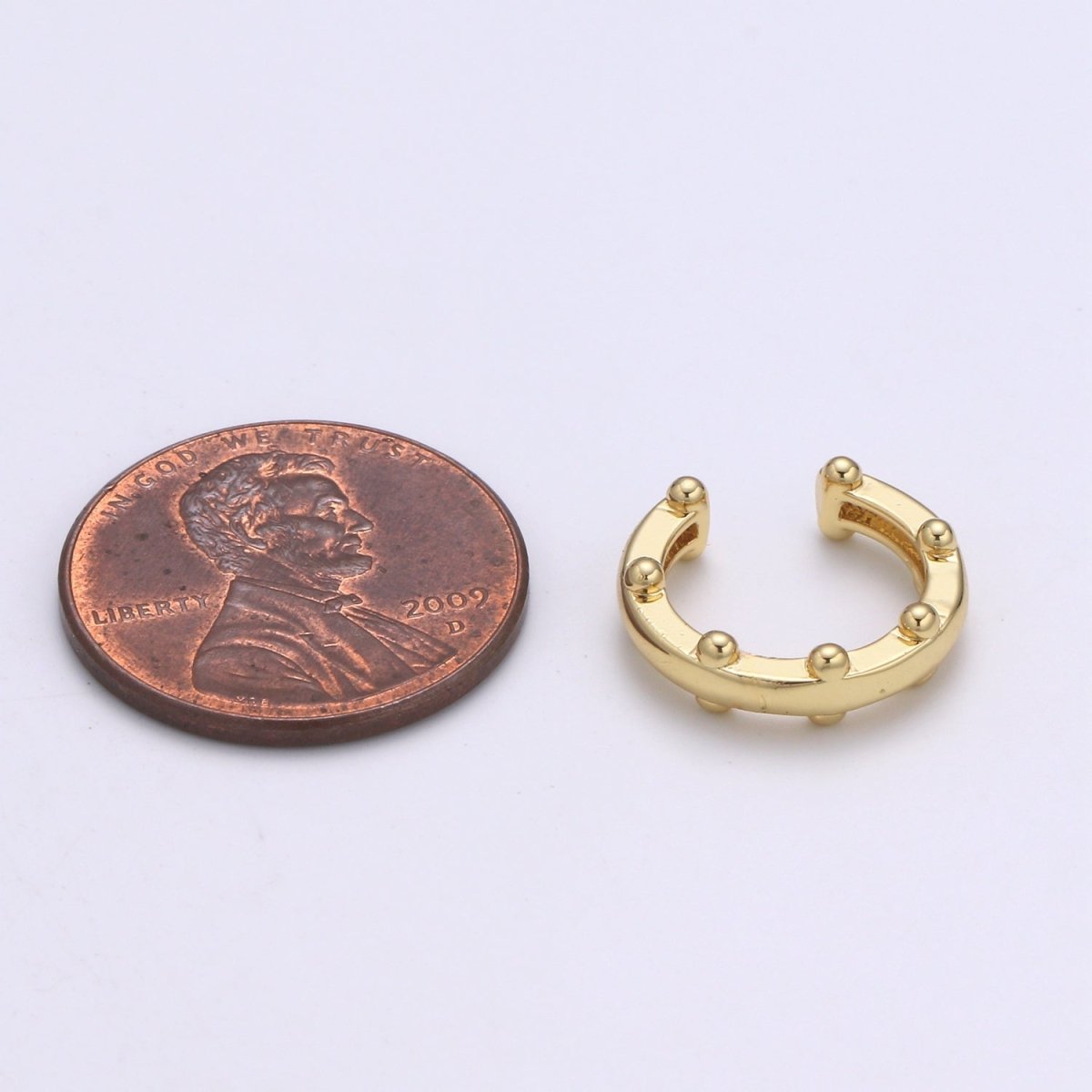 1x Ear Cuff, Gold Earcuff, Non-pierced, Beaded Ear Cuff Fake Conch Earring, No Piercing, Faux Pierced Hoop Dainty Beaded Earring, AI-086