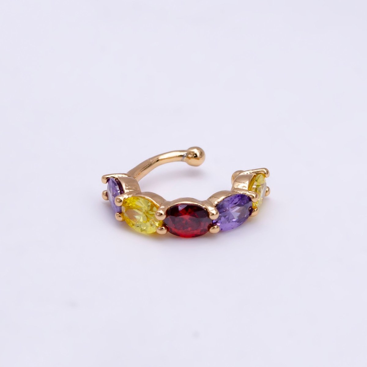 1x Ear cuff no piercing Gold with 8 Different Color cz, ear cuff, minimalist jewelry conch cuff AI-001~AI-008