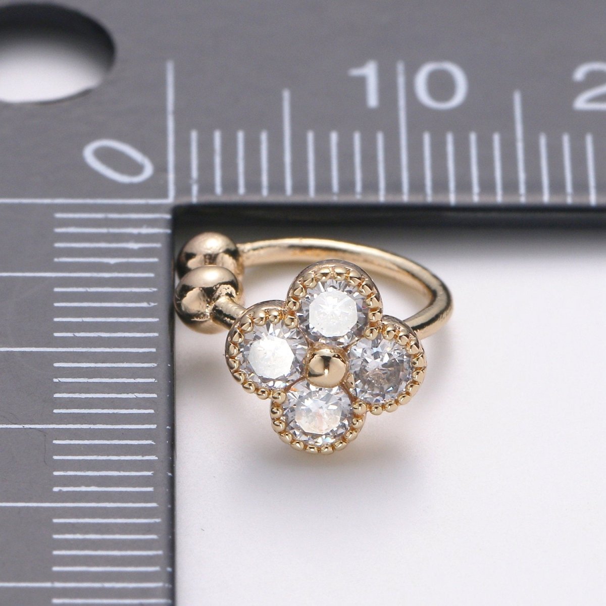 1x Gold Ear Cuff, Flower cuff, Micro Pavé Cubic zirconia, gold cuff, cz diamonds, no piercing cartilage earrings, Christmas gift for her AI-135