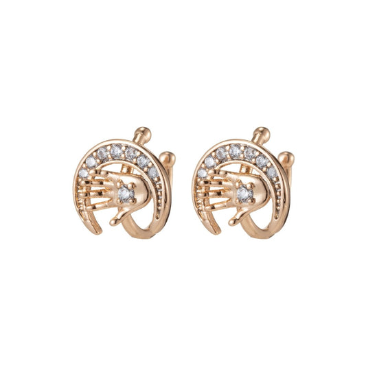 1x Hand Ear Cuffs for Non Pierced Ears Micro Pave Crystal Gold Clip on Conch Cuff Earrings for Women Girls AI-046