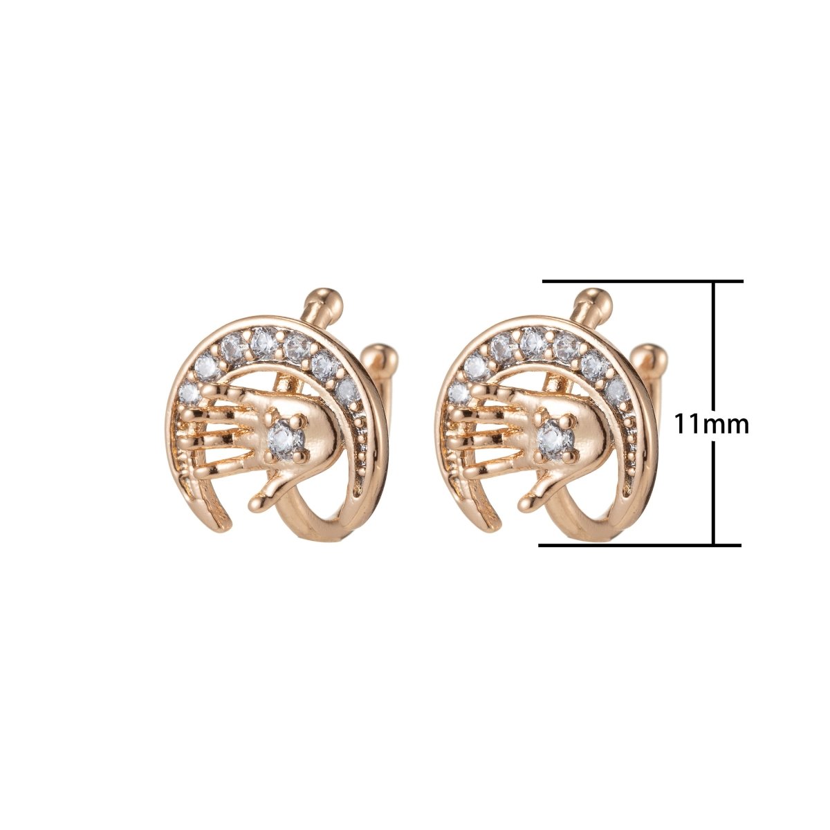 1x Hand Ear Cuffs for Non Pierced Ears Micro Pave Crystal Gold Clip on Conch Cuff Earrings for Women Girls AI-046