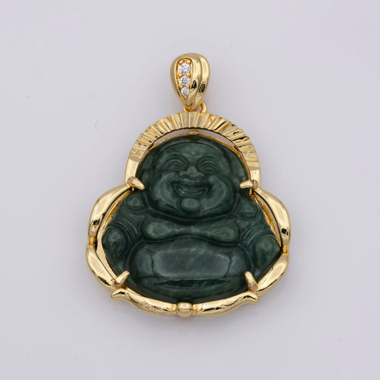 1x Laughing Buddha Jade Pendant for Necklace, Dark green Jade, Light Green Jade charm necklace. AH-245 AH-246