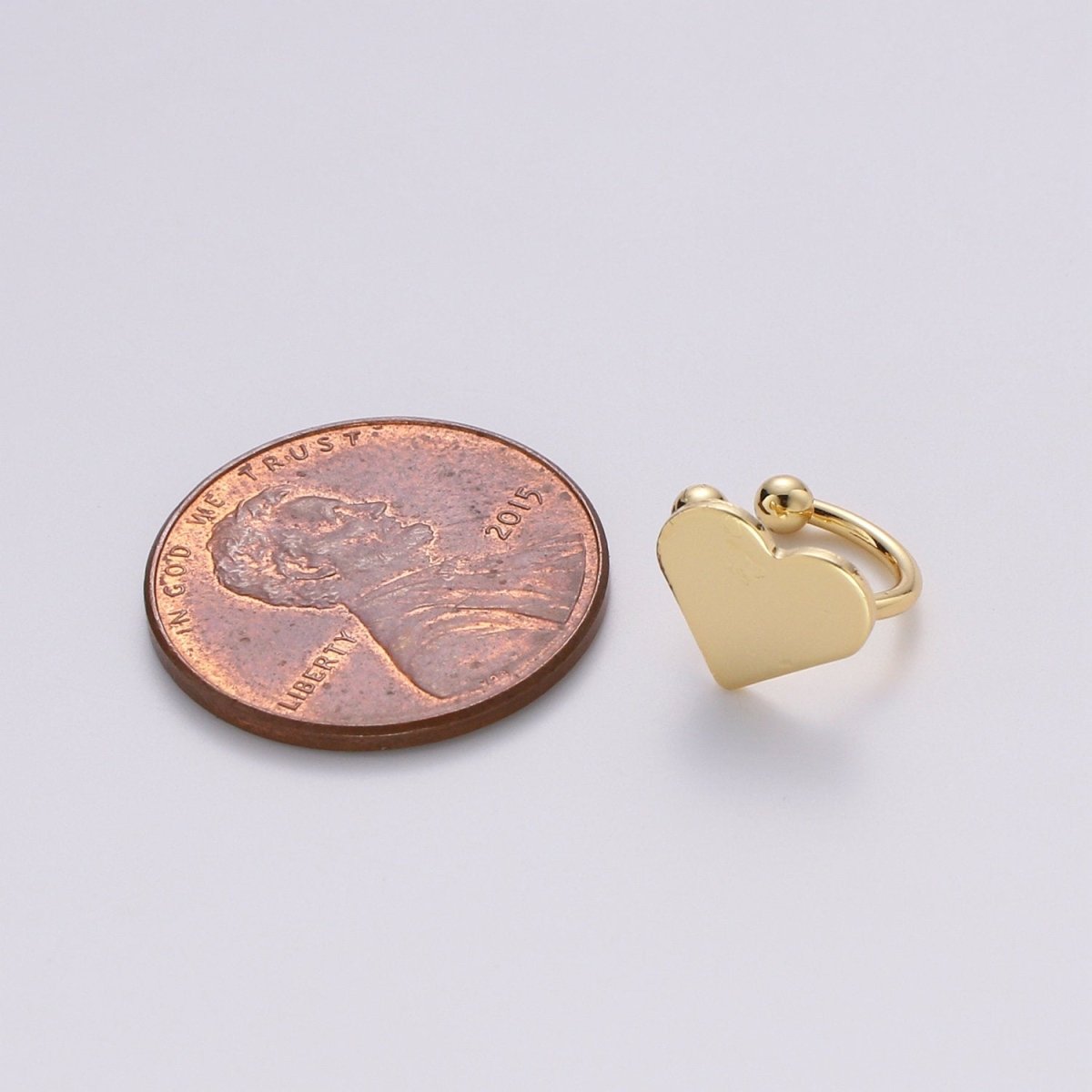 1x Left Gold Ear cuff, No piercing ear cuff, Fake piercing, Ear cuff, Helix no piercing hoop, heart ear cuff, Love earring, ear cuff, AI-137