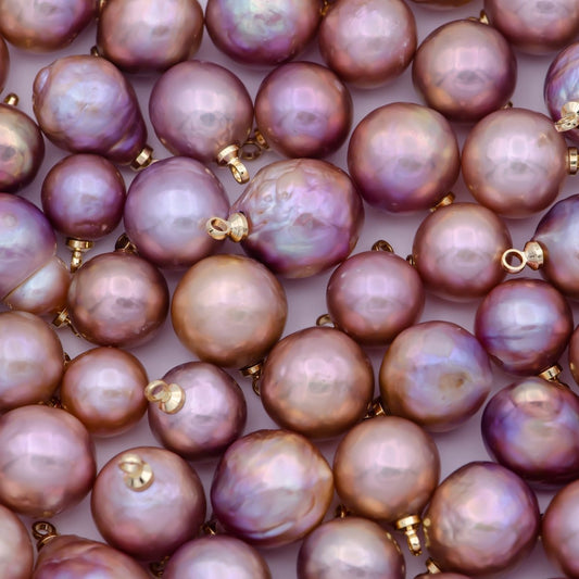 1x Natural fresh water pearl bead. 9-12mm Freeform Round Shape. Gorgeous natural purple pink color fresh water pearl bead High Quality X-722