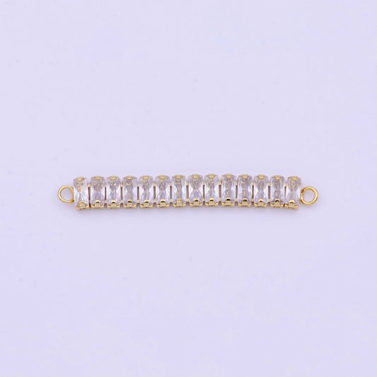 2 Inch Clear Baguette Cubic Zirconia Gold Connector | Y-625