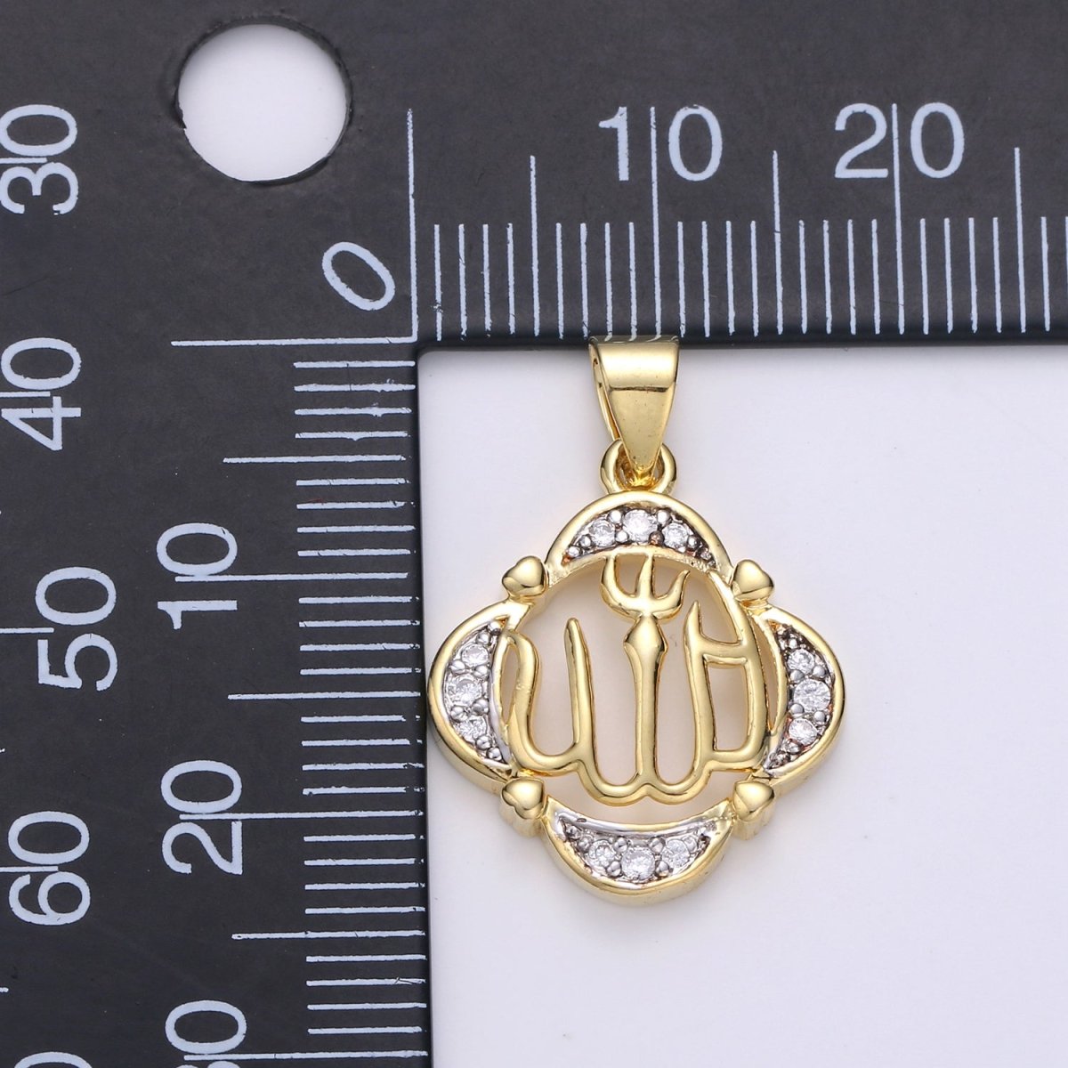 2 Tone Color Pendant in 24k Gold Jewelry Allah Pendant Micro Pave Calligraphy Pendant Necklace for Muslim Islam Religious Jewelry  H-879