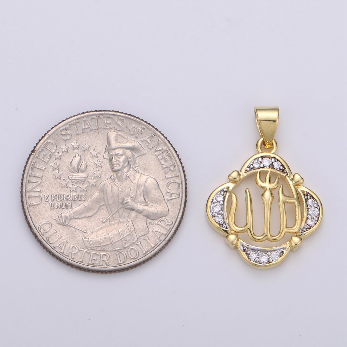 2 Tone Color Pendant in 24k Gold Jewelry Allah Pendant Micro Pave Calligraphy Pendant Necklace for Muslim Islam Religious Jewelry  H-879