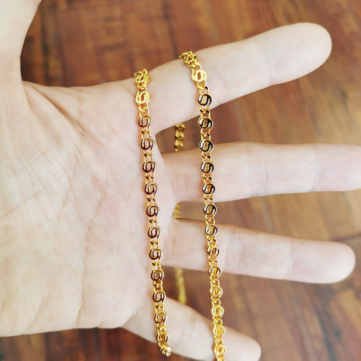 20" inches Yellow Gold Filled Designed Scroll Chain, 5mm Width, 24K Gold Filled Designed Chain Finding, Designed Necklace w/ Lobster Clasps | CN-755  Clearance Pricing