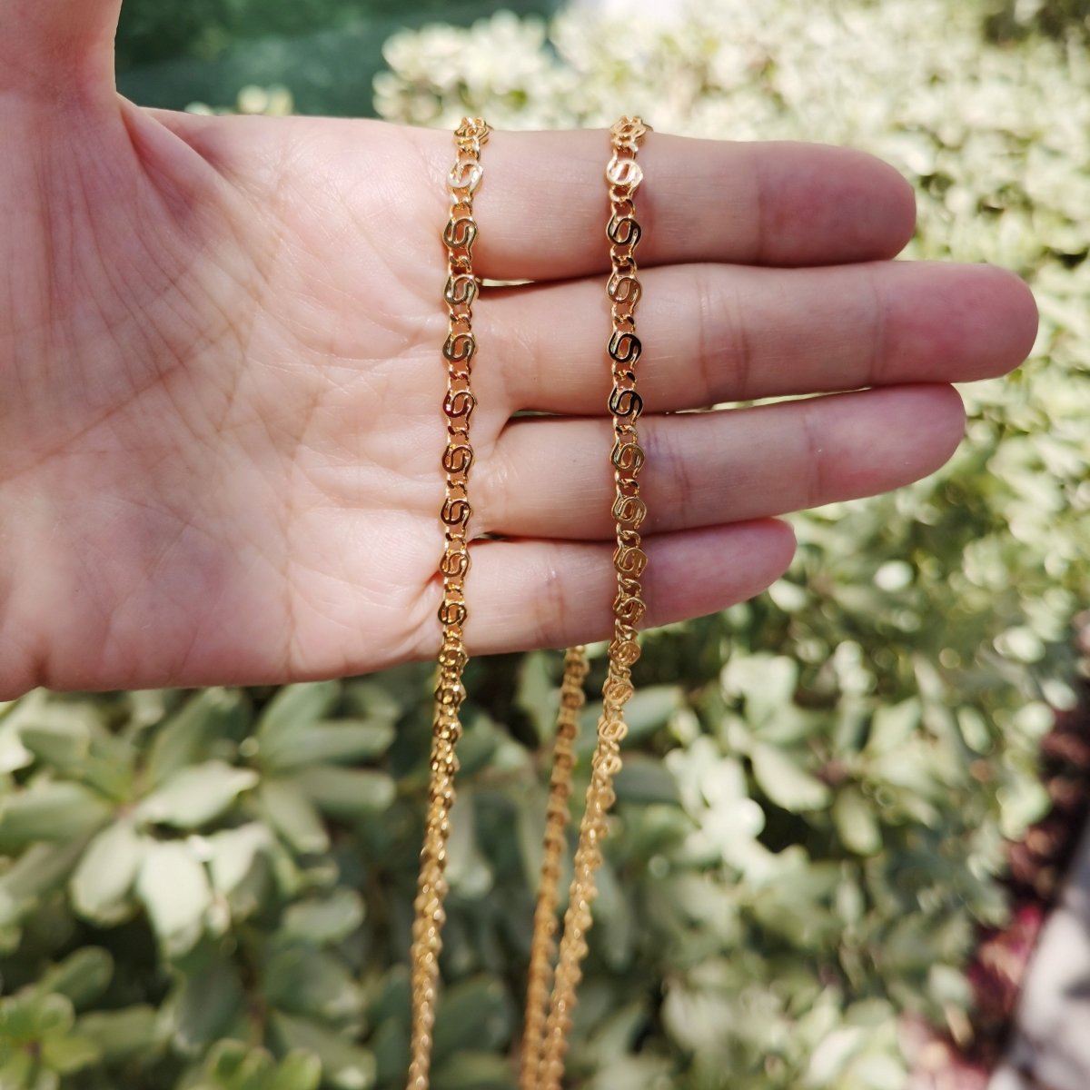 20" inches Yellow Gold Filled Designed Scroll Chain, 5mm Width, 24K Gold Filled Designed Chain Finding, Designed Necklace w/ Lobster Clasps | CN-755  Clearance Pricing