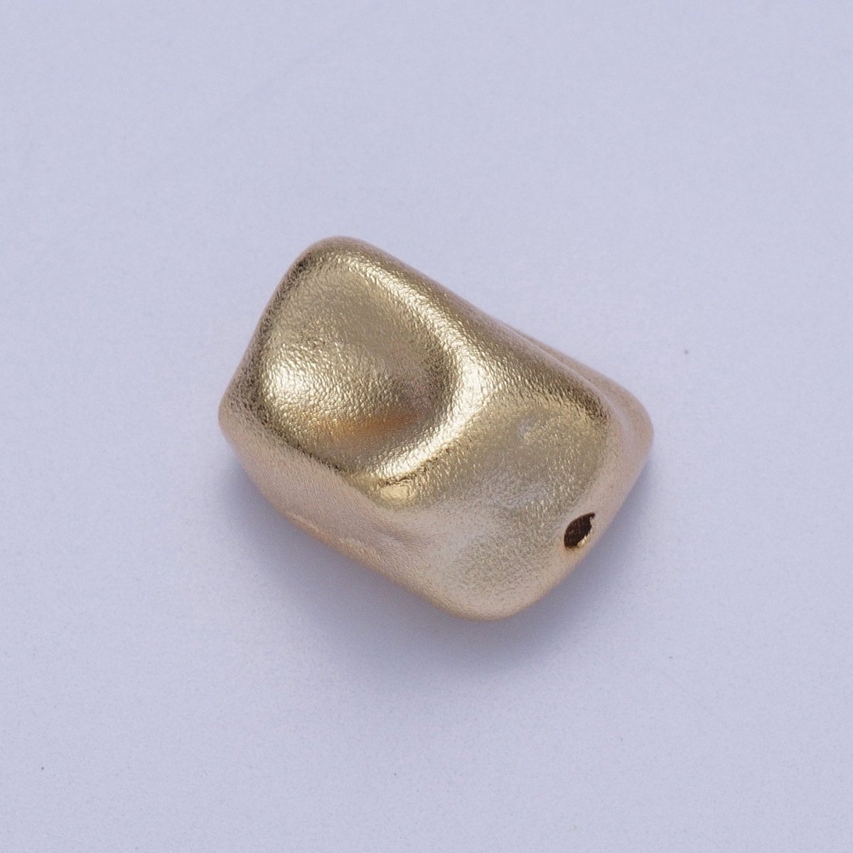 20 Pieces Dented Rectangular Gold Matte Geometric Bead | B-467