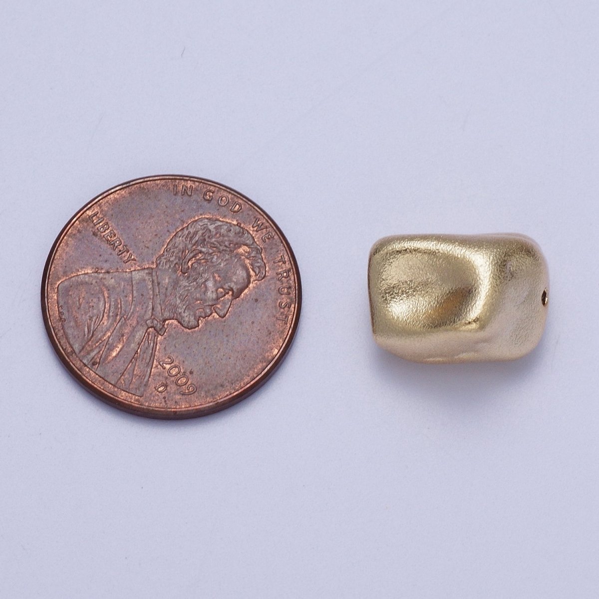 20 Pieces Dented Rectangular Gold Matte Geometric Bead | B-467