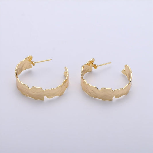 20mm, 33mm Rustic Gold Filled hoop earrings, hoop posts, Thick hoop Jewelry Making Supply Component 1 pairs K-157