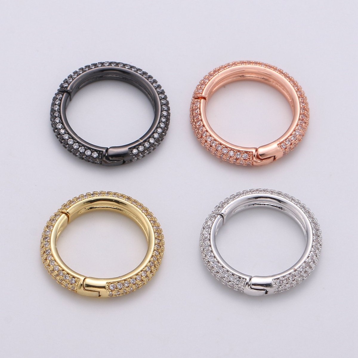 20mm Gold Micro Pave Spring Buckle Metal Snap Clasp Spring gate ring, Trigger Round Ring, Push Snap Hook for Jewelry Fashion Supply K-904 - K-907