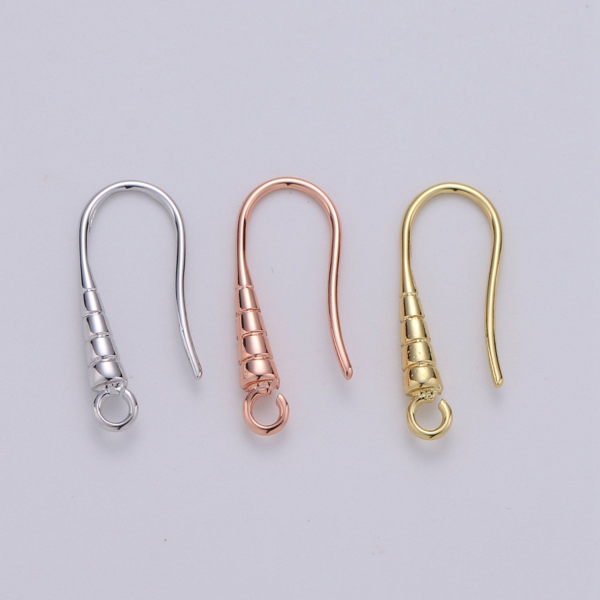 20mm Line Textured French Hook Earrings Open Loop Supply in Gold, Silver, Rose Gold K-687 - K-689