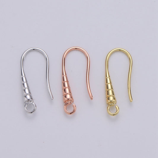 20mm Line Textured French Hook Earrings Open Loop Supply in Gold, Silver, Rose Gold K-687 - K-689