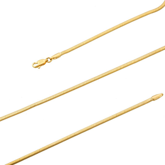 21.6 inches Omega Finished Necklace For Jewelry Making, 24K Gold Plated Chain Necklace, Dainty 2.3mm Omega Necklace w/ Lobster Clasps | CN-198  Clearance Pricing