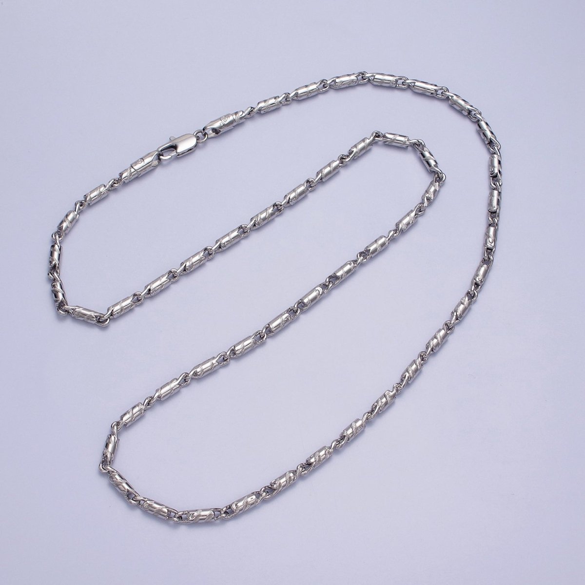 21.75 Inch Tube Chain Silver Dainty Tube Cable Link Necklace Ready to Wear for Jewelry Making w/ Clasp for Jewelry Making Supply | WA-1607 Clearance Pricing