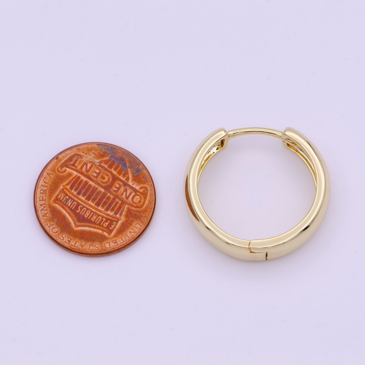 22mm Minimalist Gold Huggie Hoop Earrings | AD-167