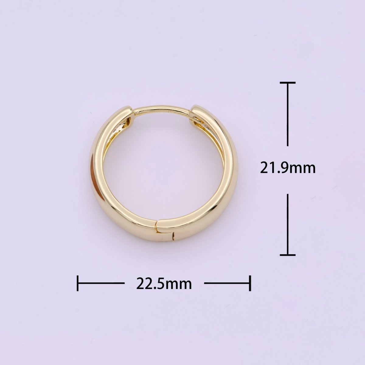 22mm Minimalist Gold Huggie Hoop Earrings | AD-167