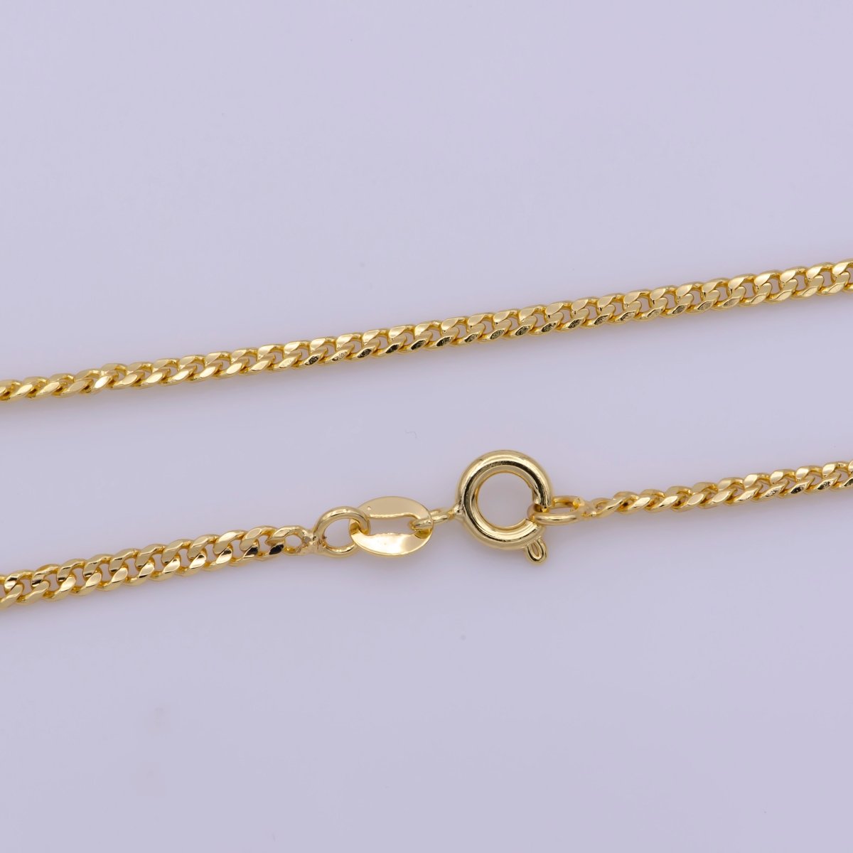 OS 2.2mm Yellow Gold Cuban Link Chain Necklace - Miami Cuban Curb Links Men Women Chain Necklace | WA-382 Clearance Pricing
