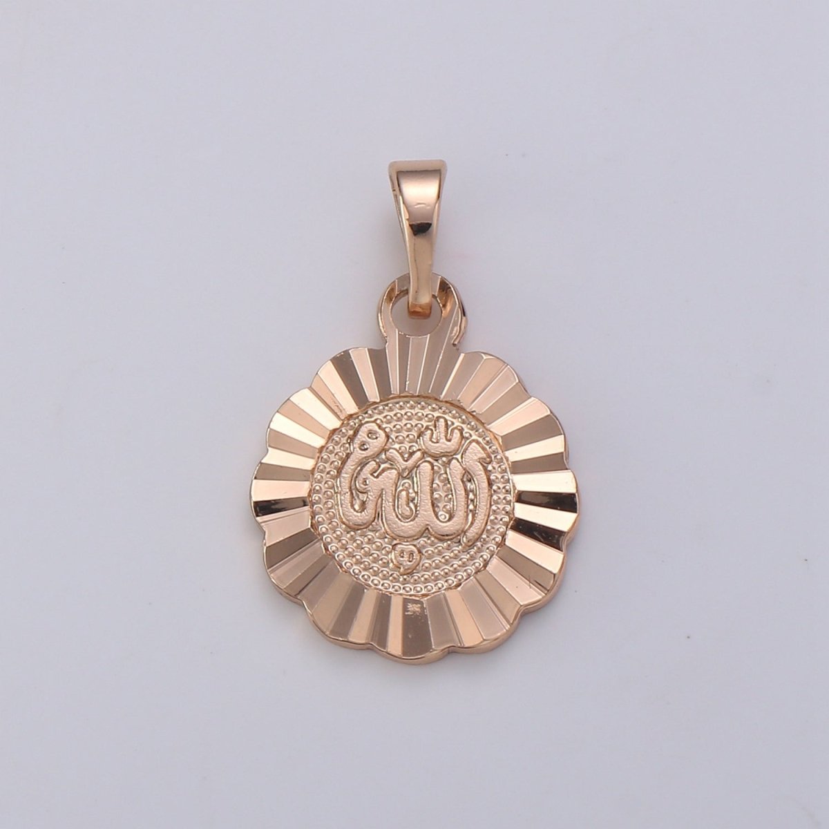 22x14mm Wholesale 18K Gold-Filled Rose Gold Arabic Text Medallion Pendant, Allah Moslem God Pendant for Necklace Bracelet Anklet Making J-179