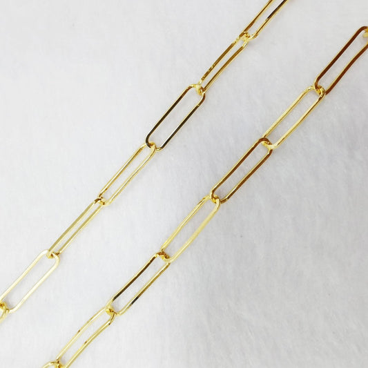 22x6mm PAPER CLIP Chain, Large Cable Chain link 24K Gold Filled over Brass, Slim Rectangle Link Chain Chain by Yard | ROLL-164 Clearance Pricing