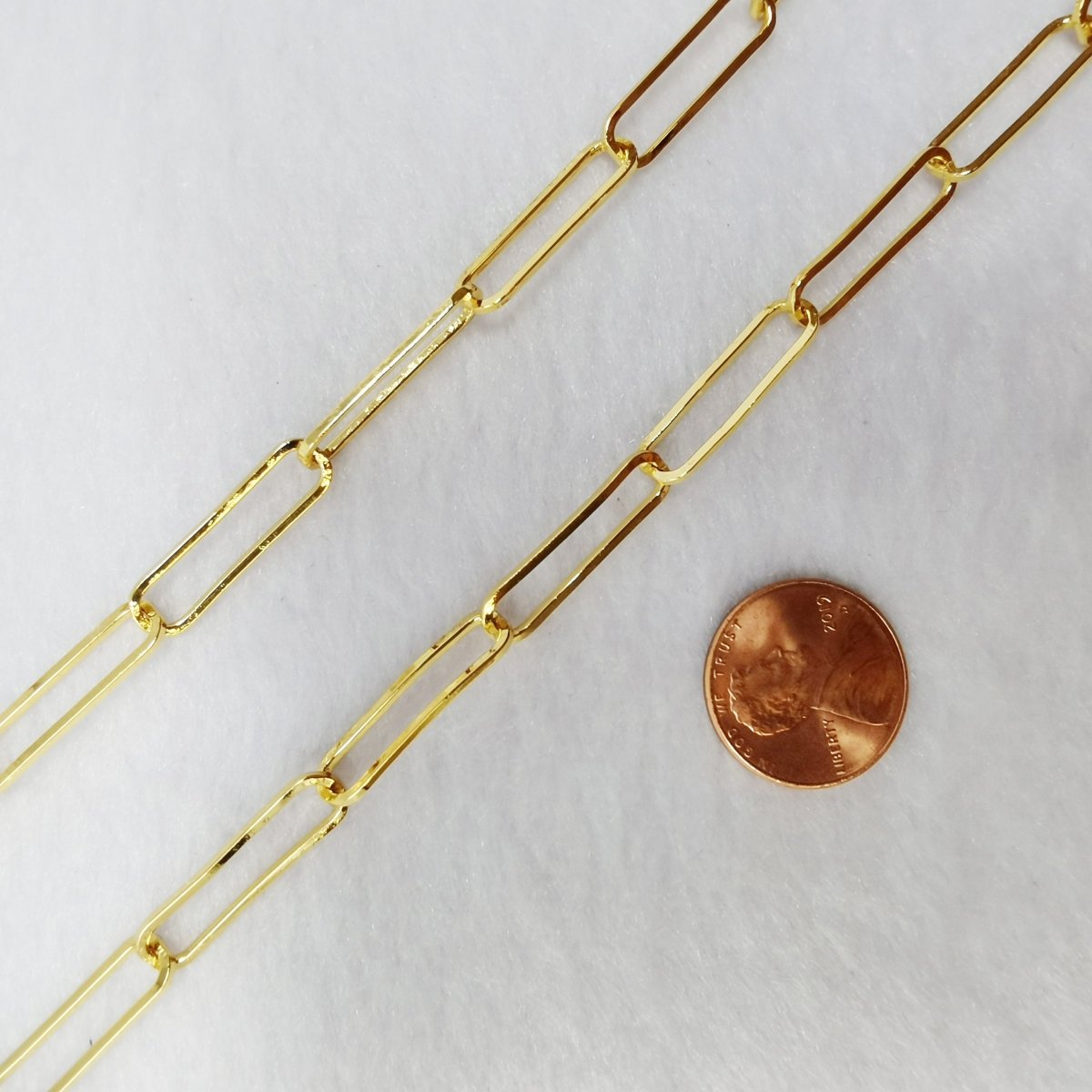 22x6mm PAPER CLIP Chain, Large Cable Chain link 24K Gold Filled over Brass, Slim Rectangle Link Chain Chain by Yard | ROLL-164 Clearance Pricing