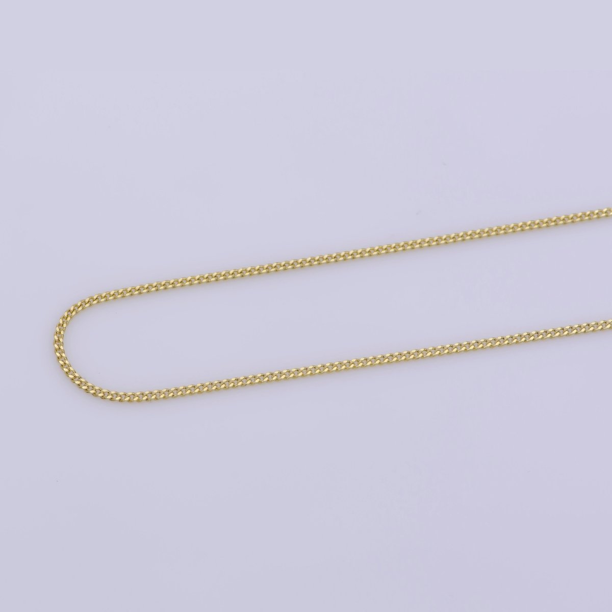 23.5" Curb Chain Necklace, 14K Gold Plated Finished Chain For Jewelry Making, Dainty 1.1mm Curb Necklace w/Spring Ring | CN-362  Clearance Pricing