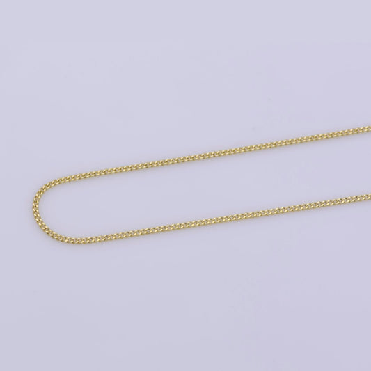 23.5" Curb Chain Necklace, 14K Gold Plated Finished Chain For Jewelry Making, Dainty 1.1mm Curb Necklace w/Spring Ring | CN-362  Clearance Pricing