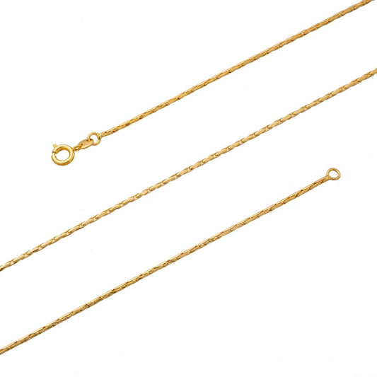 23.5 inch Boston Chain Necklace, 24K Gold Plated Finished Designed Chain Necklace, Dainty 0.8mm Designed Necklace w/ Spring Ring | CN-287  Clearance Pricing
