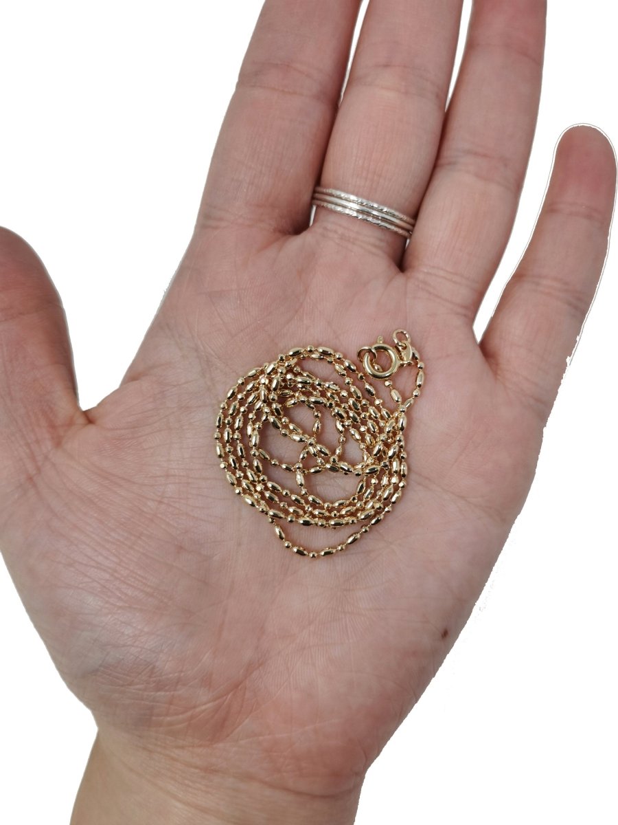 OS 23.5'' Ready to Use 18K Gold Plated Bead Necklace Chain, Layering Beaded Chain Dainty Necklace, Perfect for Pendant Charm Necklace, Dainty 1,5mm Bead Necklace w/ Spring Ring | CN-407  Clearance Pricing
