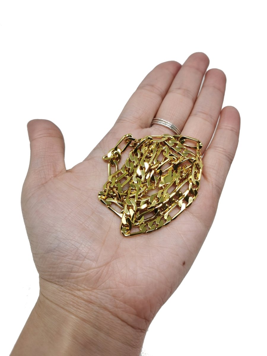 23.5'' Ready to Use 24K Gold Filled Figaro Necklace Chain, Layering Unique Chain Perfect for Pendant Charm Necklace, Statement 4mm Figaro Necklace w/ Lobster Clasps | CN-421  Clearance Pricing