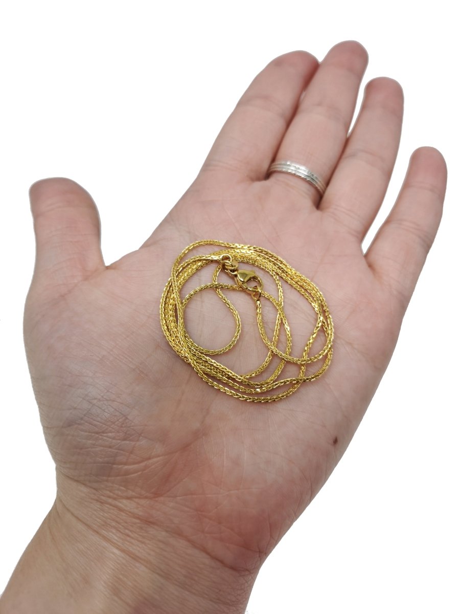 23.5 Wheat Chain Necklace, 24K Gold Plated Finished Chain, Dainty 1.3mm Wheat Necklace w/ Lobster Clasps | CN-403  Clearance Pricing