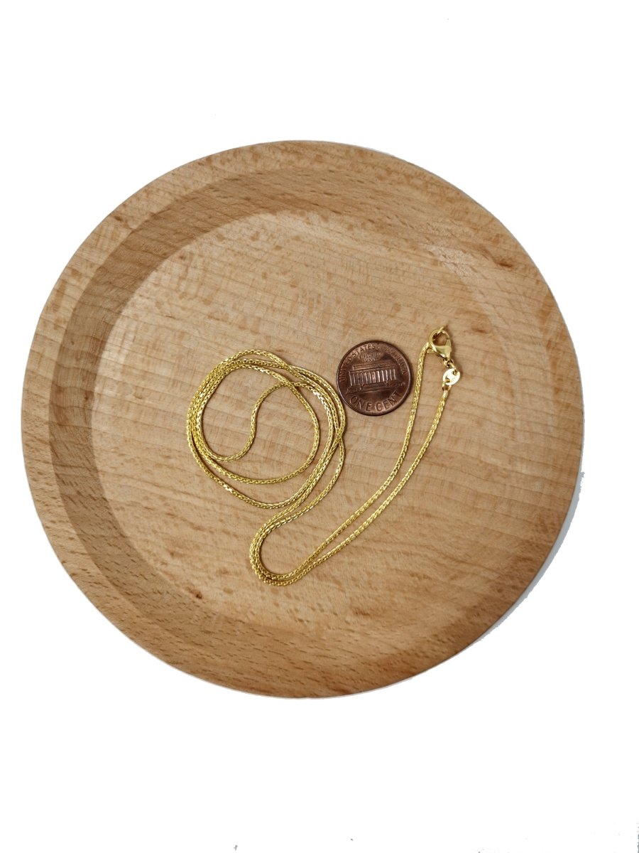 23.5 Wheat Chain Necklace, 24K Gold Plated Finished Chain, Dainty 1.3mm Wheat Necklace w/ Lobster Clasps | CN-403  Clearance Pricing