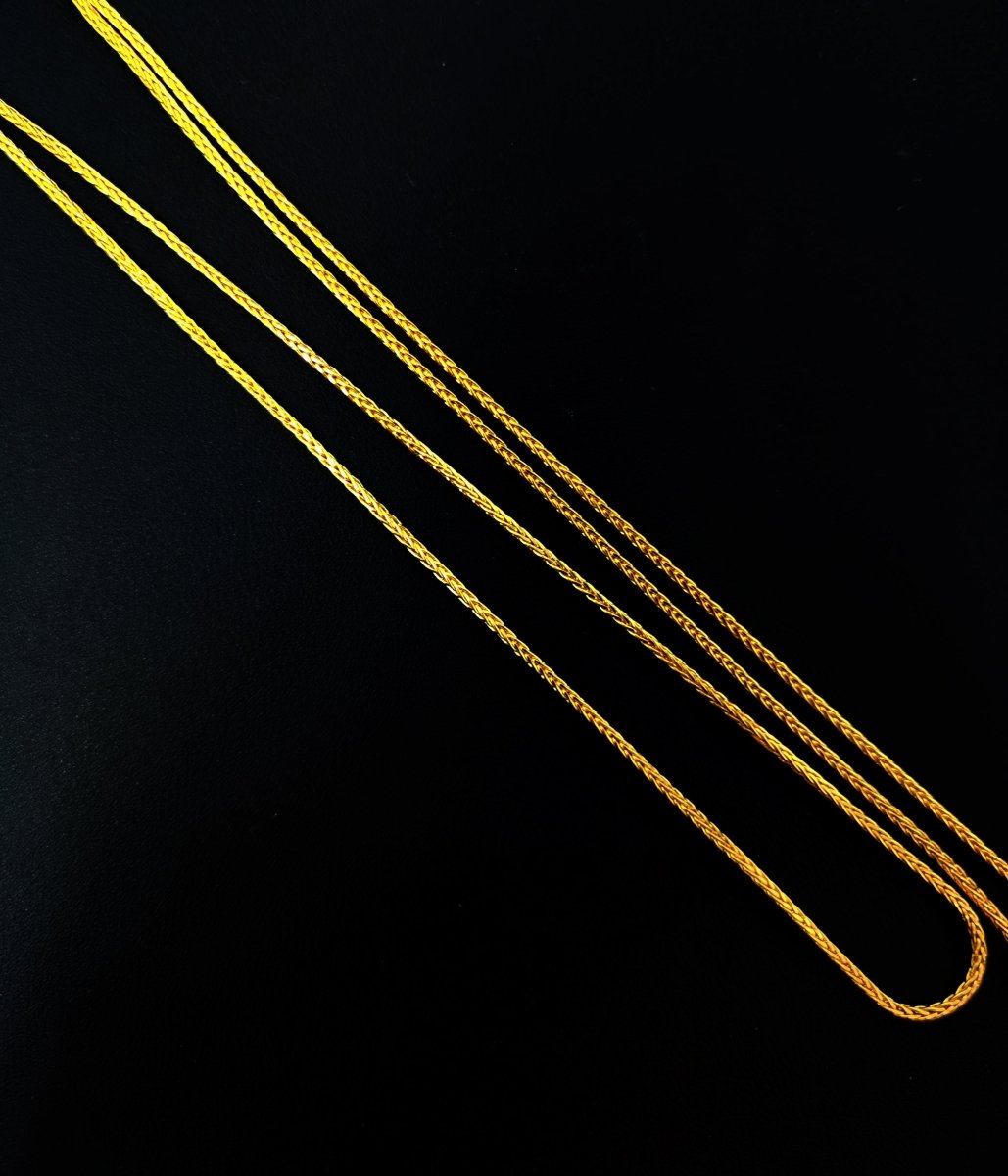 23.5 Wheat Chain Necklace, 24K Gold Plated Finished Chain, Dainty 1.3mm Wheat Necklace w/ Lobster Clasps | CN-403  Clearance Pricing