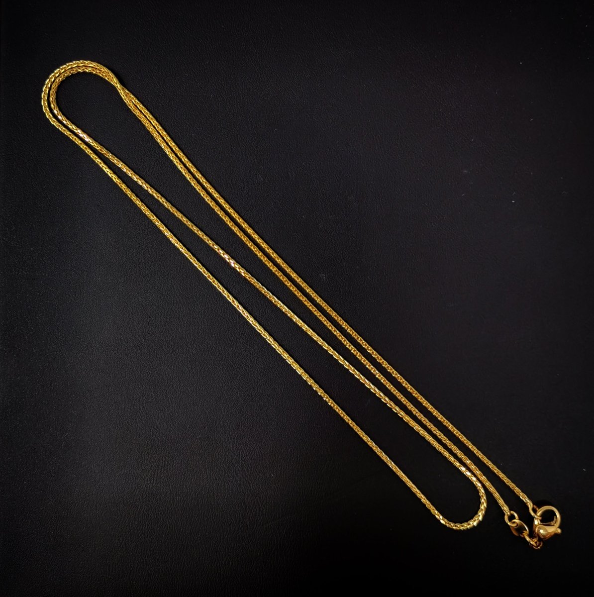 23.5 Wheat Chain Necklace, 24K Gold Plated Finished Chain, Dainty 1.3mm Wheat Necklace w/ Lobster Clasps | CN-403  Clearance Pricing