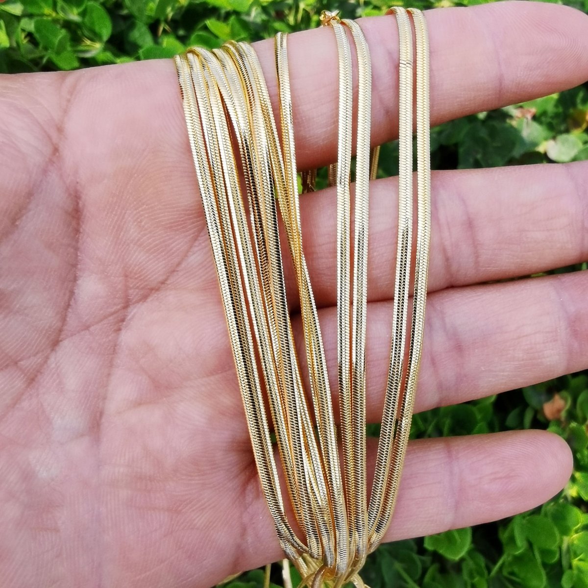 23.7 inch Herringbone Necklace Chain, 24K Gold Plated Herringbone Finished Chain For Jewelry Necklace Making, Dainty 2mm Herringbone Necklace w/ Spring Ring | CN-889  Clearance Pricing