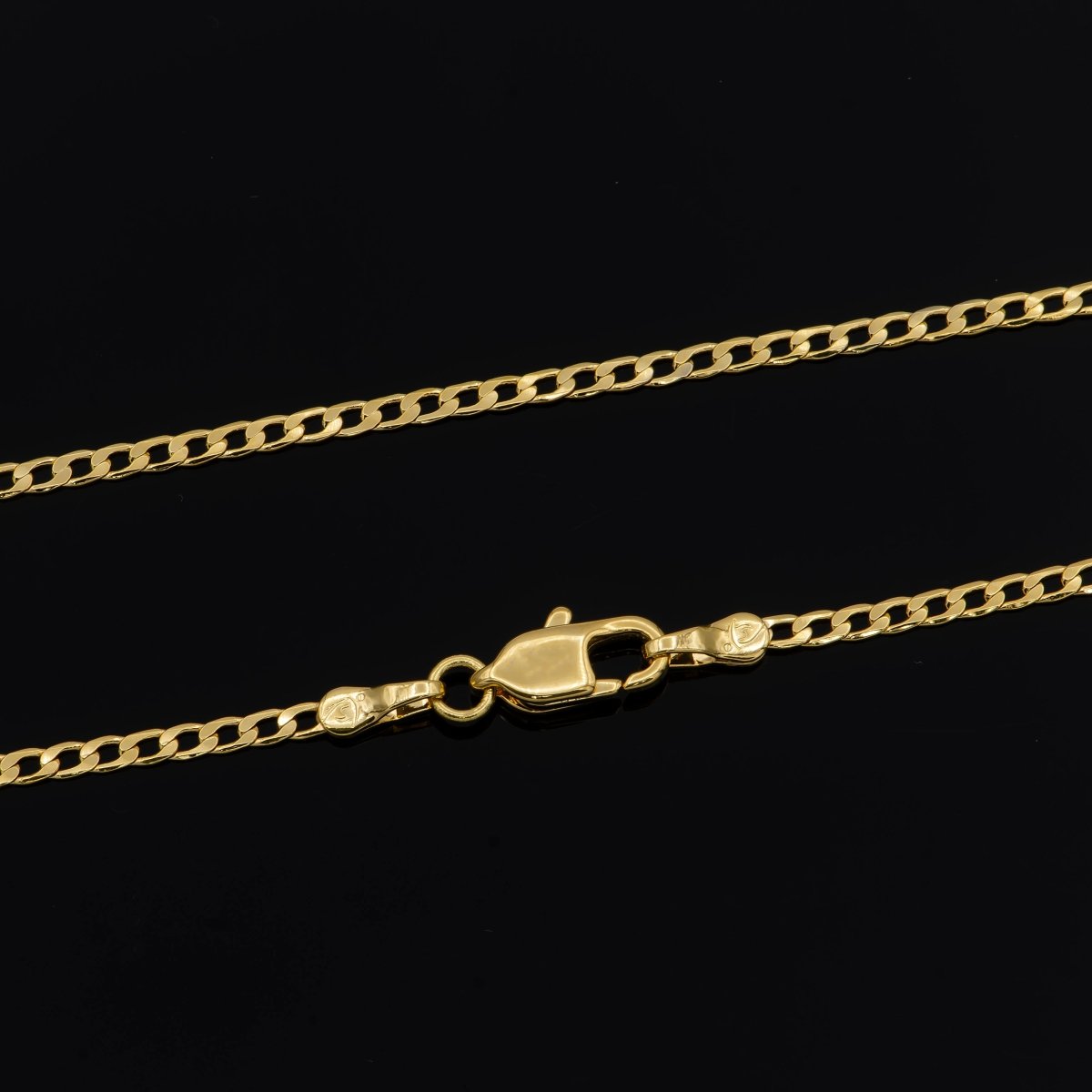 23.9 inch Curb Chain Necklace, 24K Gold Plated Curb Finished Necklace For Jewelry Making, Dainty 1.9mm Curb Necklace w/ Lobster Clasps | CN-933  Clearance Pricing