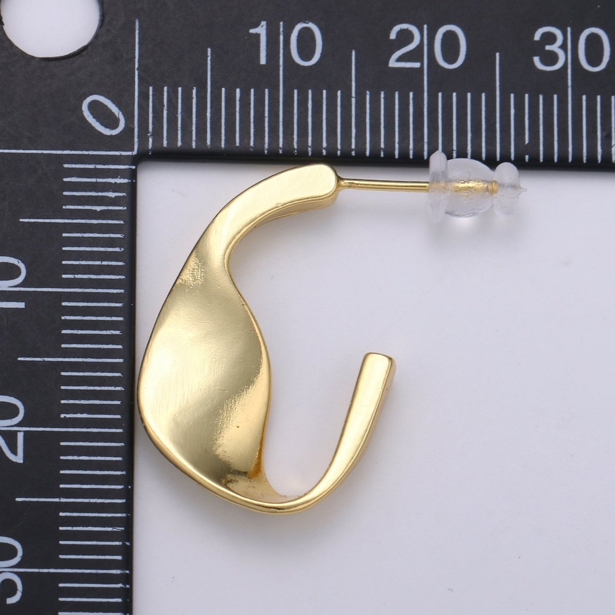 24.5 mm Plead Hook Hoops 14K Gold Plated, Weavy Gold Earrings for DIY Earring Craft Supply Jewelry Making Q-411