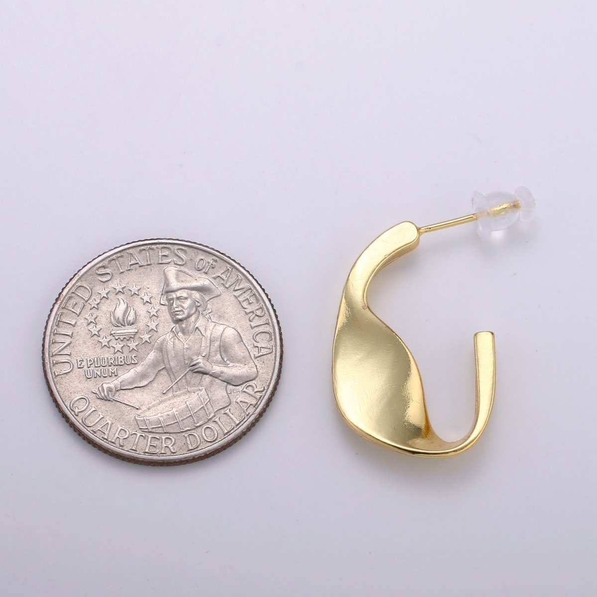 24.5 mm Plead Hook Hoops 14K Gold Plated, Weavy Gold Earrings for DIY Earring Craft Supply Jewelry Making Q-411