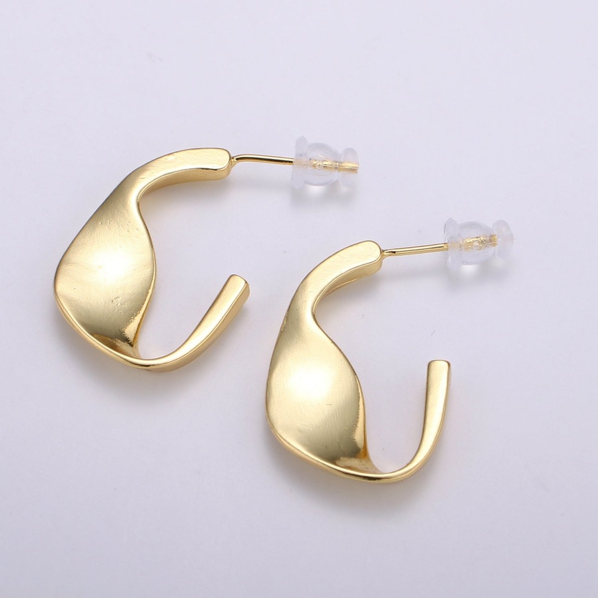 24.5 mm Plead Hook Hoops 14K Gold Plated, Weavy Gold Earrings for DIY Earring Craft Supply Jewelry Making Q-411