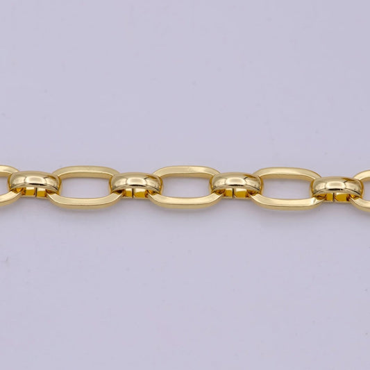 24K Cable Unfinished Chain by Yard, Thick 8.7X5.1mm Cable Chain For Jewelry Making | ROLL-571 Clearance Pricing